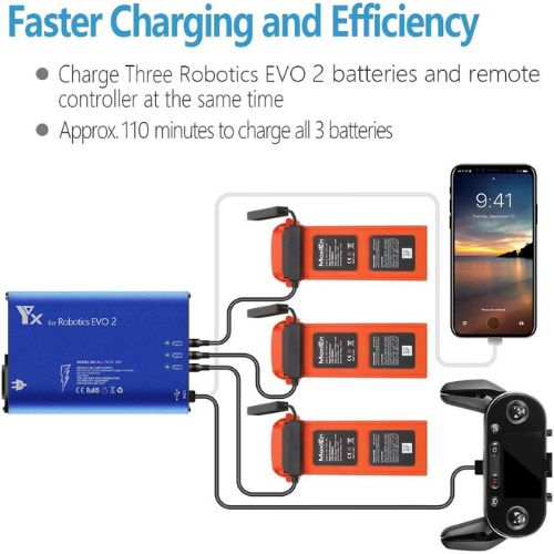 Hanatora Battery Charger for Autel Robotics EVO 2II, EVO II Pro V2V3 EnterpriseRTK,EVO II Dual Drone,Rapid Multi Parallel Charging Hub Accessories